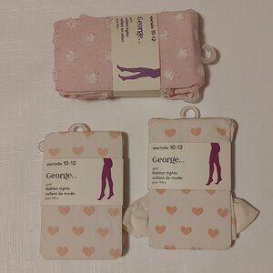 Lot of Girls Tights Hearts Cold Weather 10-12